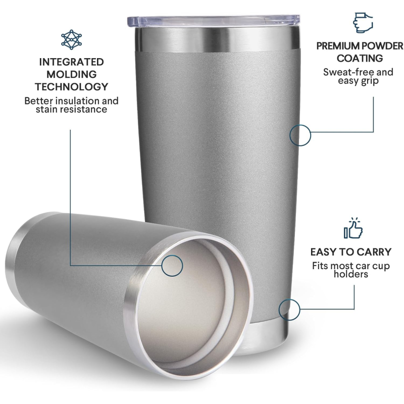 20oz Stainless Steel Travel Insulated Tumbler Straw Double Wall Insulated Iced Coffee Mug Hot Cold Drinks Fits Car Cup Holder