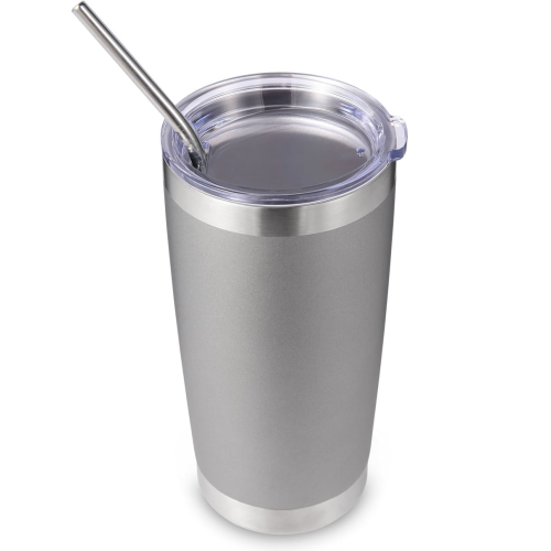 20oz Stainless Steel Travel Insulated Tumbler Straw Double Wall Insulated Iced Coffee Mug Hot Cold Drinks Fits Car Cup Holder
