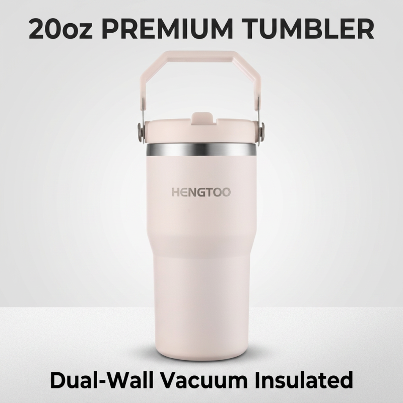 20oz Stainless Steel Thermos with Handle Lid Double Wall Vacuum Insulated Wide Mouth Powder Coated Durable for Office Home Use