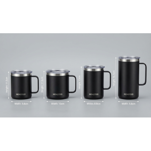 Wholesale 12oz Custom Logo Stainless Steel Office Cup Coffee Mug Leak-Proof BPA Free Vacuum Insulated Travel Tumbler Handle Lid