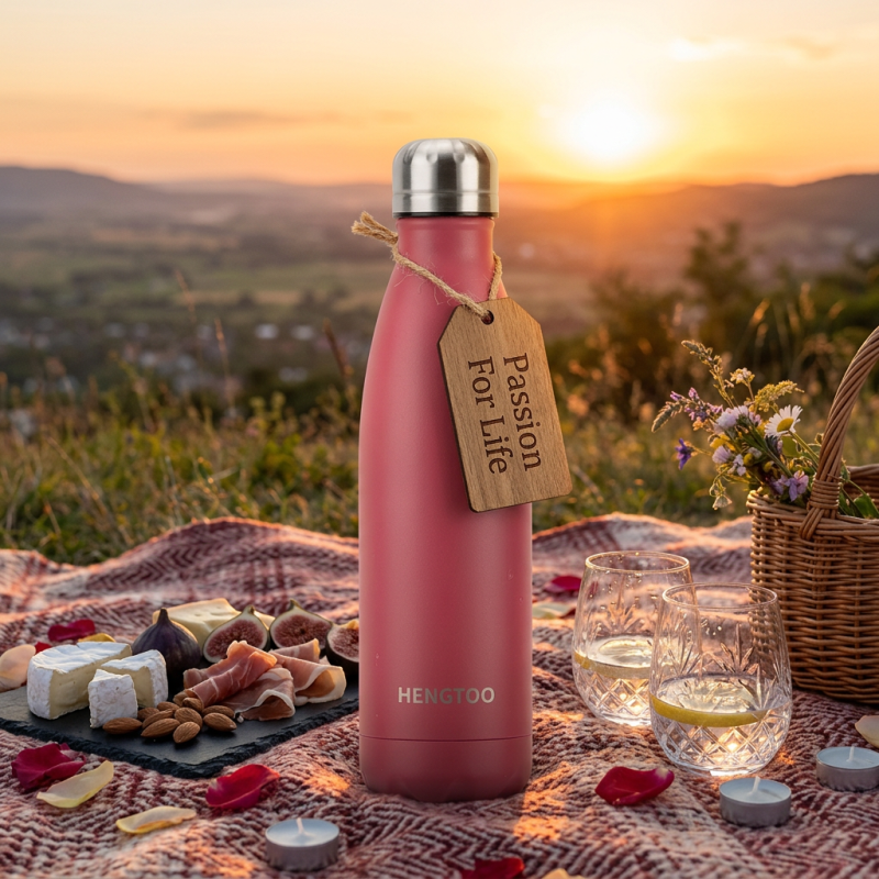 Durable 500ml Stainless Steel Vacuum Flask Cola Shape Double Walled Thermal Flask with Handle and Lid for Camping Car Cup Holder