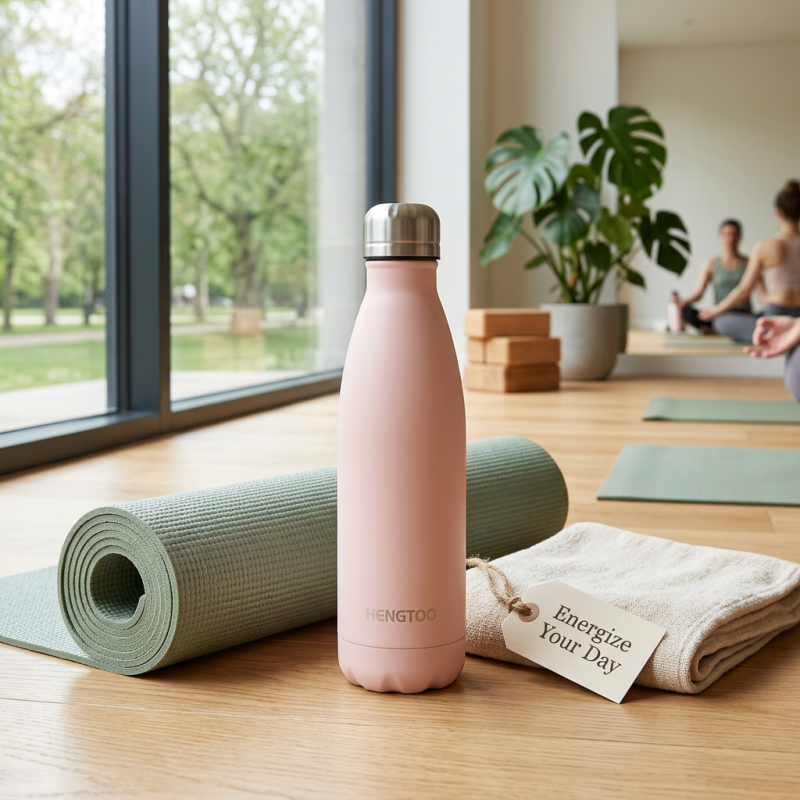Durable 500ml Stainless Steel Vacuum Flask Cola Shape Double Walled Thermal Flask with Handle and Lid for Camping Car Cup Holder