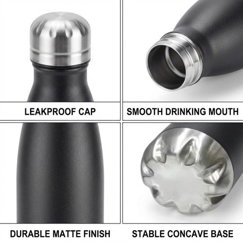 Stainless Steel Vacuum Flask Pop-up Straw 17oz Leak-Proof Double Wall BPA Free 12-24hr Thermal Insulation for Sports Gym Outdoor