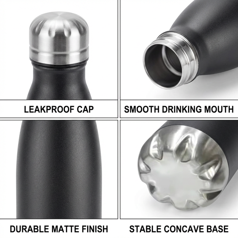 Stainless Steel Vacuum Flask Pop-up Straw 17oz Leak-Proof Double Wall BPA Free 12-24hr Thermal Insulation for Sports Gym Outdoor