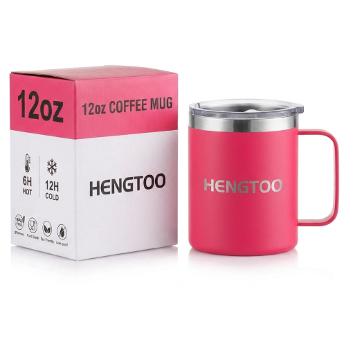 Wholesale 12oz Custom Logo Stainless Steel Office Cup Coffee Mug Vacuum Insulated Travel Tumbler Handle Lid Leak-Proof BPA Free
