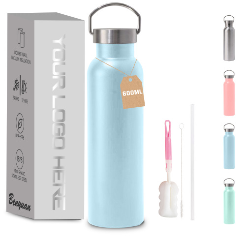 Custom Logo 500ml & 750ml Stainless Steel Double-Walled Vacuum Flask Small Mouth Thermal Insulated Sport Water Bottles