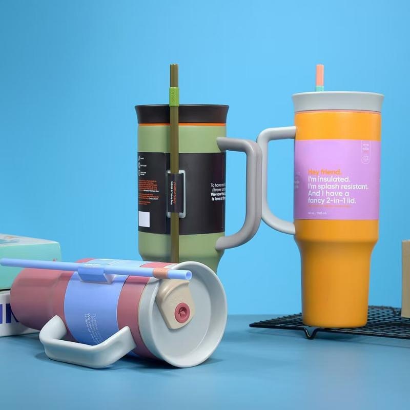 Custom Stainless Steel 40oz Tumbler Vacuum Insulated Travel Mug for Handle BPA Free Eco-Friendly for Camping Office Use