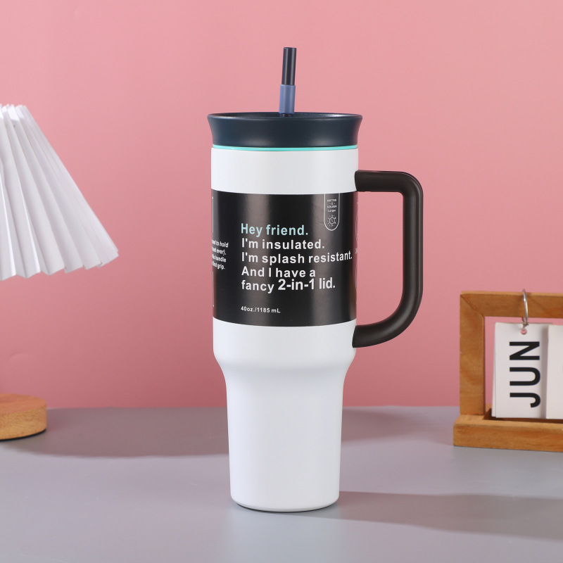 Custom Stainless Steel 40oz Tumbler Vacuum Insulated Travel Mug for Handle BPA Free Eco-Friendly for Camping Office Use
