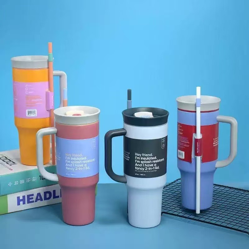 Custom Stainless Steel 40oz Tumbler Vacuum Insulated Travel Mug for Handle BPA Free Eco-Friendly for Camping Office Use