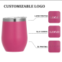 Custom 12oz Double Wall Stemless Stainless Steel Wine Tumbler Insulated Vacuum Egg Shape Mugs Cup Tumbler With Lid