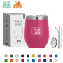 Custom 12oz Double Wall Stemless Stainless Steel Wine Tumbler Insulated Vacuum Egg Shape Mugs Cup Tumbler With Lid