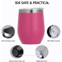 Custom 12oz Double Wall Stemless Stainless Steel Wine Tumbler Insulated Vacuum Egg Shape Mugs Cup Tumbler With Lid