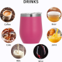 Custom 12oz Double Wall Stemless Stainless Steel Wine Tumbler Insulated Vacuum Egg Shape Mugs Cup Tumbler With Lid