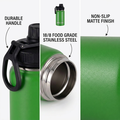 Premium Quality 304 Stainless Steel Water Bottle with Lid Vacuum Flask for Hot Cold Drinking