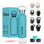 Free Sample Customized 304 Stainless Steel Tumbler Double Wall Vacuum Insulated Water Bottle with 3 Lids and Logo