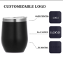 Custom logo Powder Coated 12 oz Vacuum Insulated Stainless Steel Egg Shape Wine Cups Tumbler 12oz with Sliding Lid