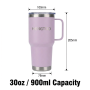 Custom Design 30oz Stainless Steel Double Wall Vacuum Insulated Tumbler with Handle for Coffee Tea Camping Office Cup Gift