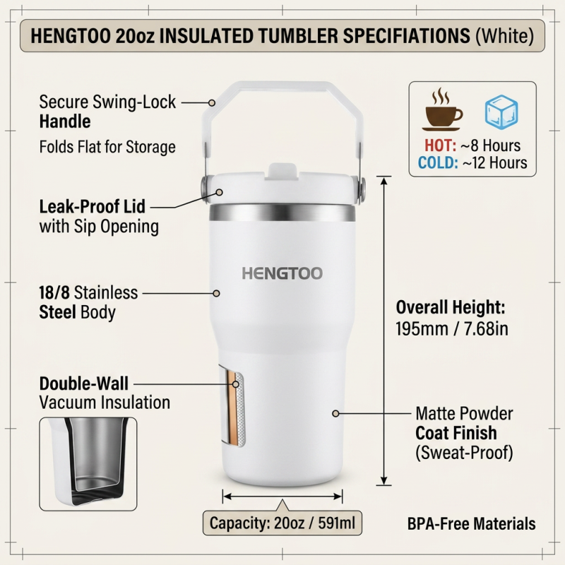 20oz Glossy Stainless Steel Milk Bottle Handle Silicon Lid Leak-Proof Double Wall Vacuum Insulated BPA Free for Teens Camping