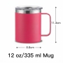 New Arrival 12oz Stainless Steel Vacuum Insulated Coffee Travel Mug with Handle and Lid BPA Free for Camping & Office Use