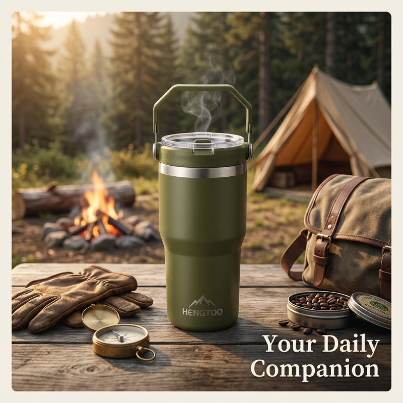 Stainless Steel Double Wall Vacuum Insulated 20oz Tumbler Handle Cleaning Brush 12-24hr Thermal Retention Eco-Friendly BPA Free