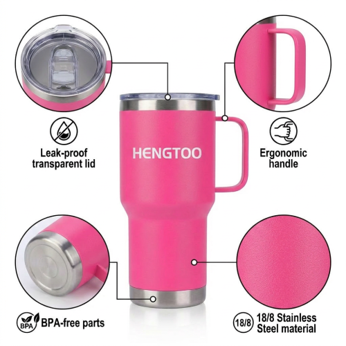 OEM Service 20oz Leakproof Insulated Coffee Tumbler With Handle for Office School Travel Tumbler Cup