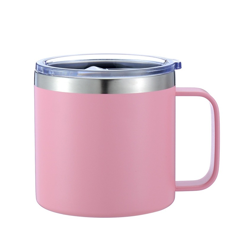 14oz Stainless Steel Coffee Mug with Handle and Lid Leak-Proof Vacuum Insulated Double Wall for Office and Home