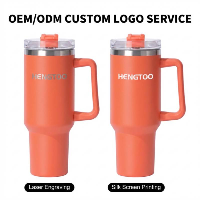 HENGTOO Wholesale 40oz Tumbler with Handle and Straw, Custom Logo Double Wall Insulated Travel Mug, 40 oz Stainless Steel Water Bottle Manufacturer