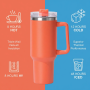 HENGTOO Wholesale 40oz Tumbler with Handle and Straw, Custom Logo Double Wall Insulated Travel Mug, 40 oz Stainless Steel Water Bottle Manufacturer