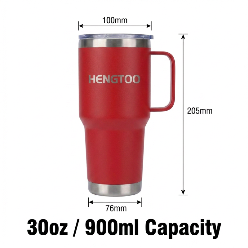 Printed Logo 30oz Vacuum Insulated Stainless Steel Coffee Mug With Handle for Office School Travel Cup
