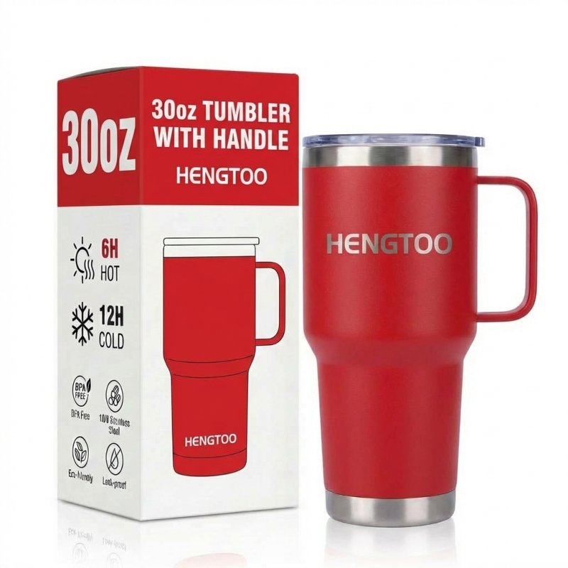 Printed Logo 30oz Vacuum Insulated Stainless Steel Coffee Mug With Handle for Office School Travel Cup