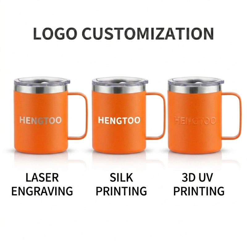 Promotional Custom Logo 12oz Stainless Steel Eco-Friendly BPA Free Vacuum Insulated Travel Mug with Handle and Lid for Gifts