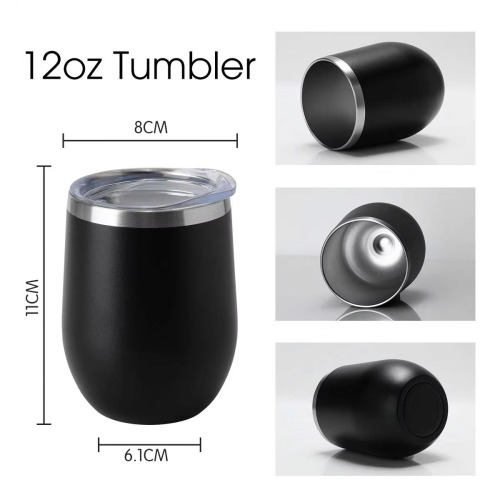 Custom Logo 12oz 12 Oz Thermal Stemless Wine Glasses Double Wall Vacuum Travel Mugs Tumbler Cup Wine Tumbler Glasses With Lid