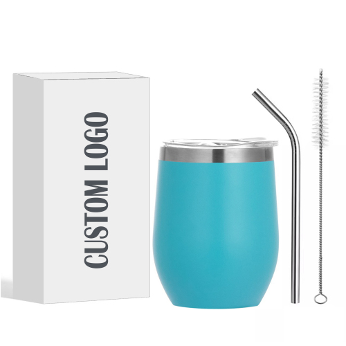 Custom Logo 12oz 12 Oz Thermal Stemless Wine Glasses Double Wall Vacuum Travel Mugs Tumbler Cup Wine Tumbler Glasses With Lid