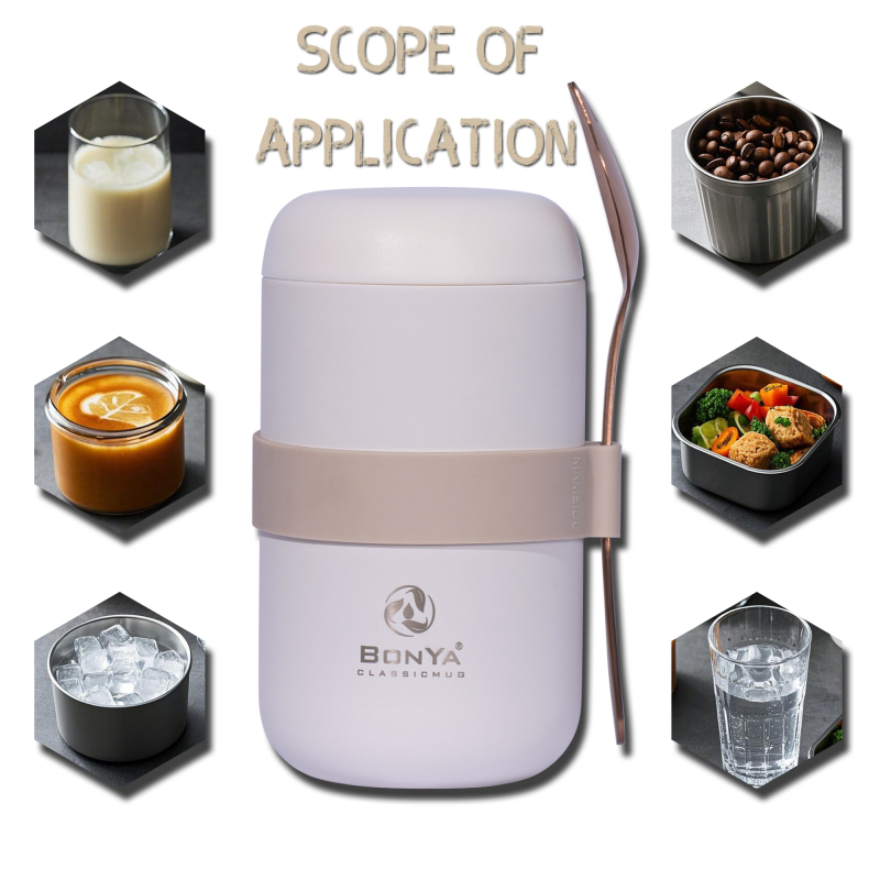 Wholesale Custom Logo Stainless Steel Vacuum Water Bottle Wide Mouth Flask with Spoon for Travel Cycling Gift