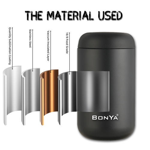 Wholesale Custom Logo Stainless Steel Vacuum Water Bottle Wide Mouth Flask with Spoon for Travel Cycling Gift