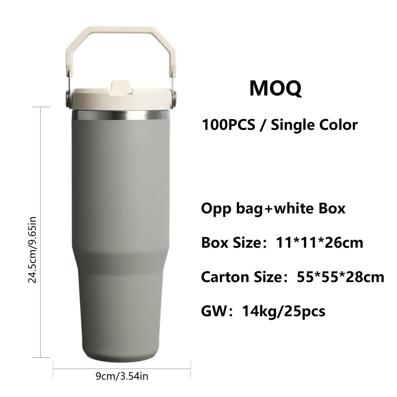 30oz Double Layer Thermal Mug Gift Set 304 Stainless Steel Tumbler Water Bottle Portable Vacuum Flask with Handle Straw