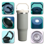 30oz Double Layer Thermal Mug Gift Set 304 Stainless Steel Tumbler Water Bottle Portable Vacuum Flask with Handle Straw