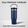 Hiking Fitness Workout 30oz Stainless Steel Vacuum Thermos with Spoon Gift Cup for for Car Travel Long Trip