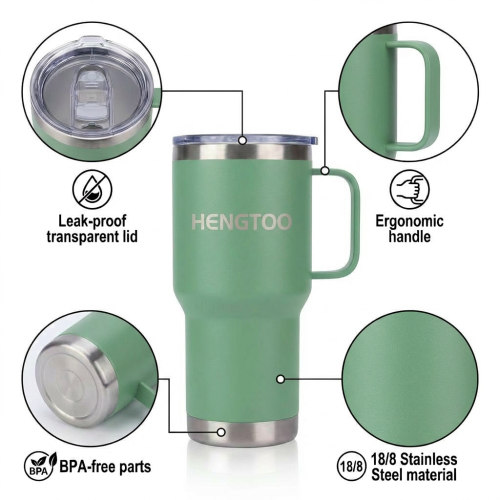 Portable Slim Fit Stainless Steel 30oz Travel Size Vacuum Flask Handle Lid Leak-Proof 6-12hr Thermal Business Gift Daily