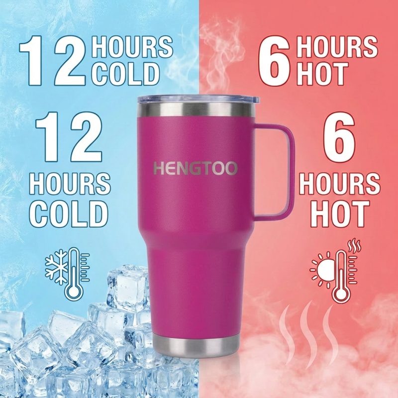 Stainless Steel Vacuum Flask 6-12 Hours Thermal Insulation Foldable Design Wide Mouth BPA Free Portable for Hiking Camping