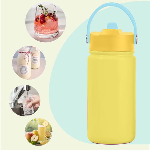 Stocked Kids Sport Travel Water Bottles Double Wall Insulated Stainless Steel Water Bottle with Handle