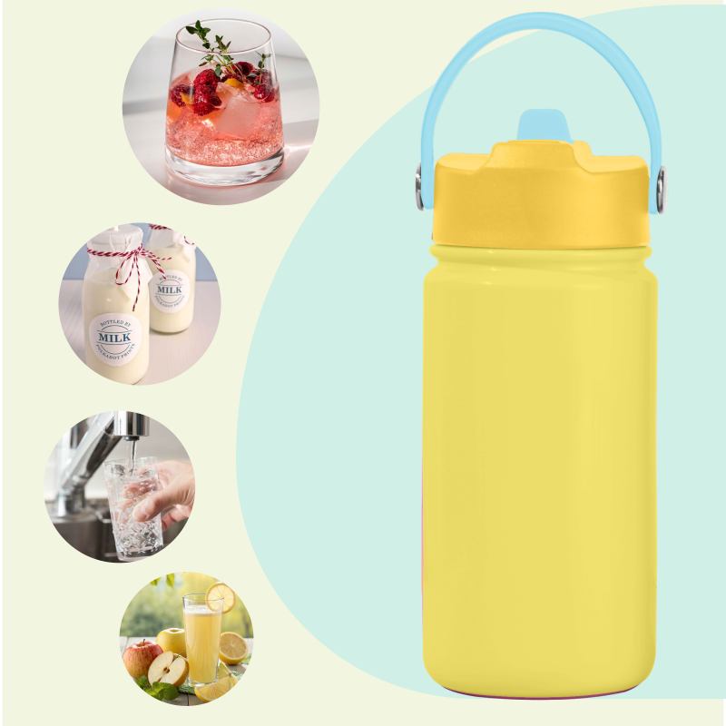 Stocked Kids Sport Travel Water Bottles Double Wall Insulated Stainless Steel Water Bottle with Handle