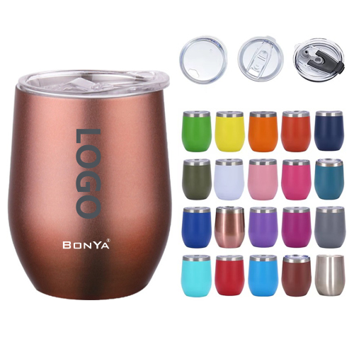 12oz Wine Jar Double Wall Vacuum Travel Mug Stainless Steel Wine Tumbler Cup With Lid Custom Mate Cups
