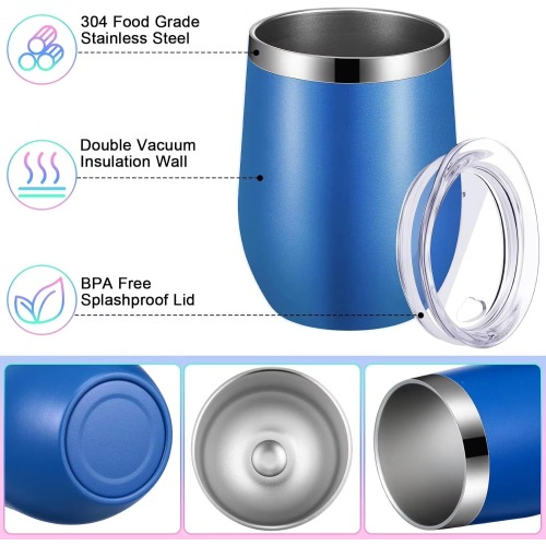 12oz Wine Jar Double Wall Vacuum Travel Mug Stainless Steel Wine Tumbler Cup With Lid Custom Mate Cups