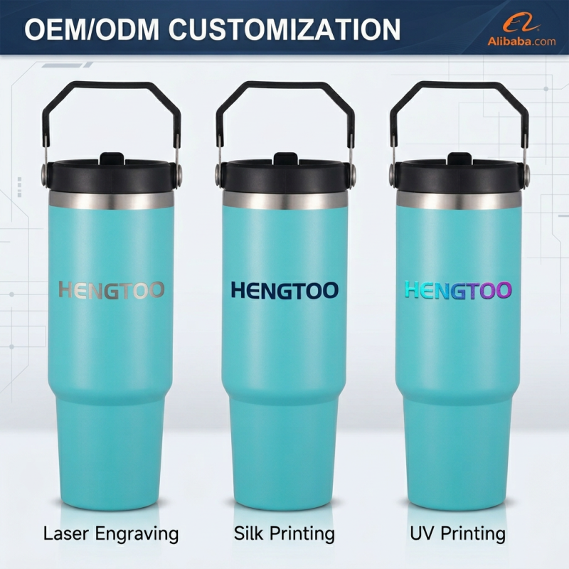 Premium 304 Stainless Steel 30oz Tumbler with Handle Double Wall Insulated Travel Cup for Cold Hot Drinks