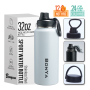 Large 40oz Double Wall Insulated Sports Flask Business Gift 304 Stainless Steel Travel Water Bottle with Spout Lid Handle