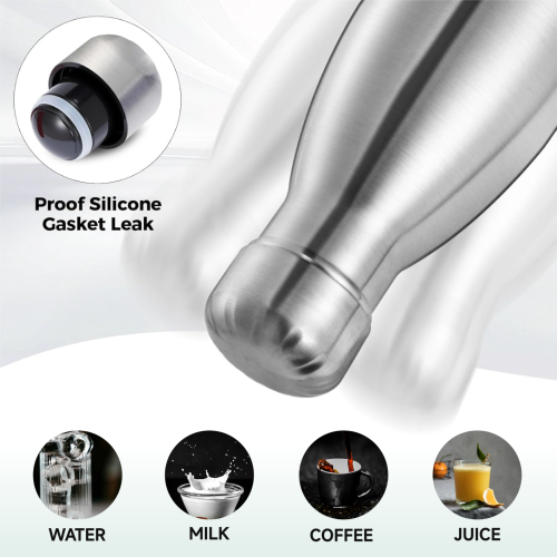 Steel Stainless Water Bottle Black Double Wall Vacuum Insulated Flask Reusable, Leak Proof Sports Bottle for Adults & Kids
