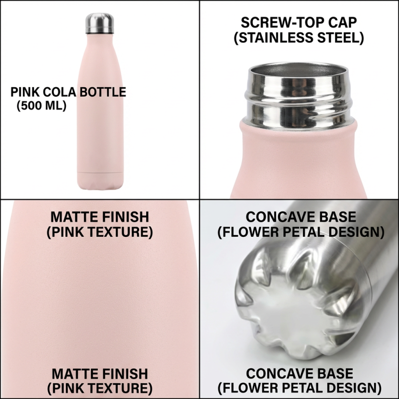 17oz Matte Stainless Steel Vacuum Flask Tumbler Leak-Proof Lid BPA Free 12-24hr Thermal Insulation for Gym/Sport/Outdoor Use
