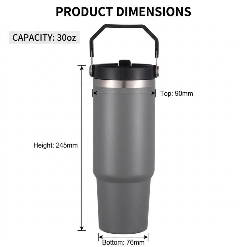 30oz Wide Mouth Stainless Steel Vacuum Flask Flex Cap Leak-Proof Double Wall BPA Free Handgrip for Hiking Backpacking Giveaways