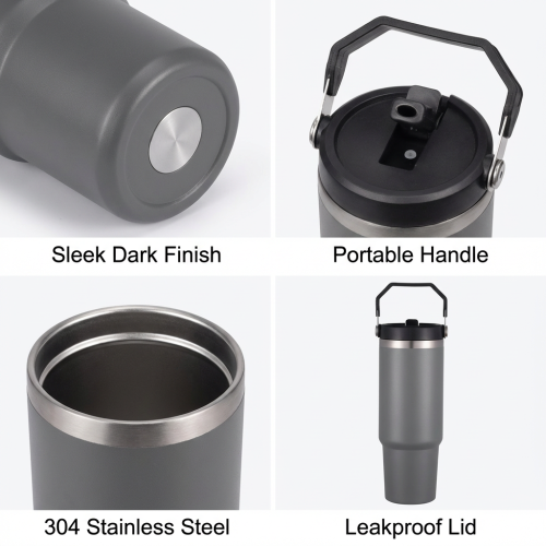 30oz Wide Mouth Stainless Steel Vacuum Flask Flex Cap Leak-Proof Double Wall BPA Free Handgrip for Hiking Backpacking Giveaways